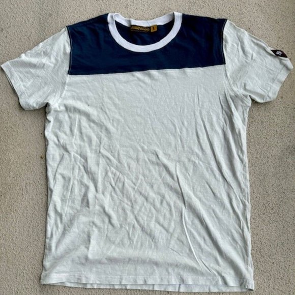 Johnson Motors 2 Tone Blue/White Neck Blank Short Sleeve M Shirt New W/O Tags!! - Picture 1 of 4